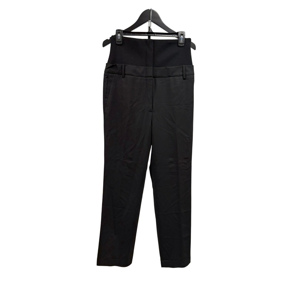 Tibi $745 Women's Black Tropical Wool Straight Leg Ribbed Corset Waist Trouser 8